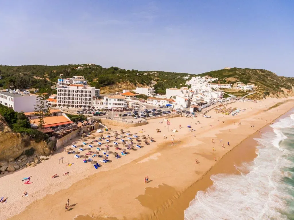 Salema Beach Hotel exterior facing Praia da Salema, Algarve
