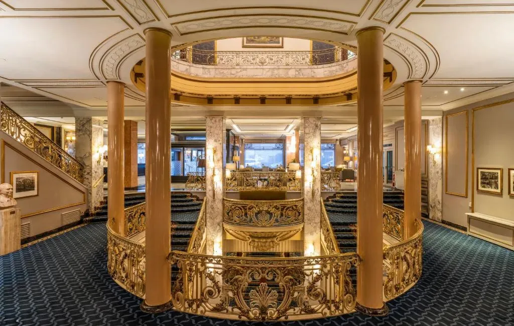 Facade of El Avenida Palace hotel on Gran Via, Barcelona