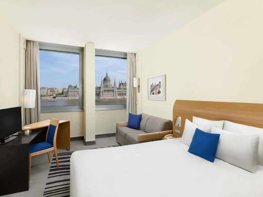 Novotel Budapest Danube exterior with river view