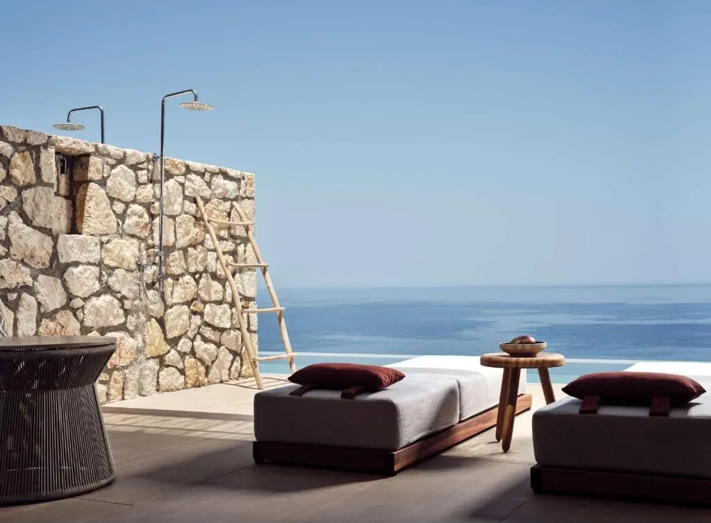 The Royal Senses Resort & Spa Crete, Curio Collection by Hilton hotel facade in Panormos, Rethymno, Crete