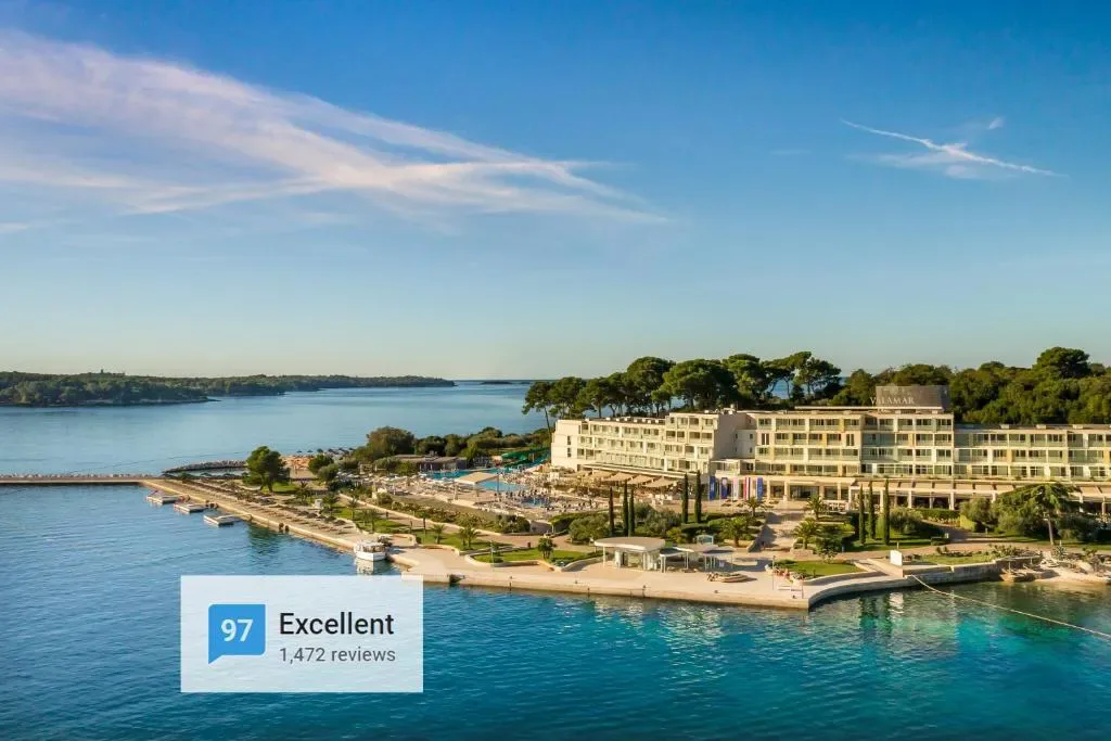 Isabella Island Hotel exterior view from the Adriatic sea, Poreč