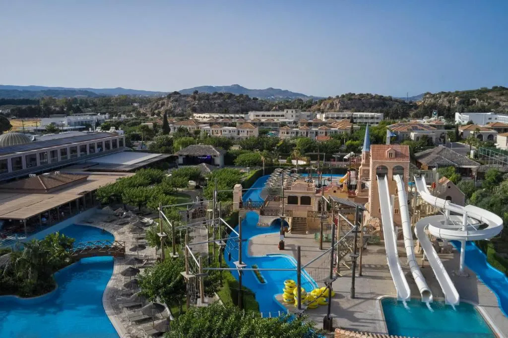Atlantica Holiday Village Rhodes resort overview with pool and grounds