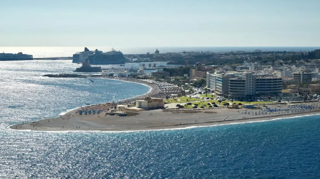 Cactus Hotel pool and beachfront, Rhodes Town