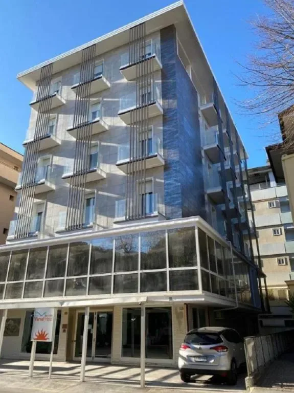 Hotel Vernel entrance and facade, Marebello, Rimini