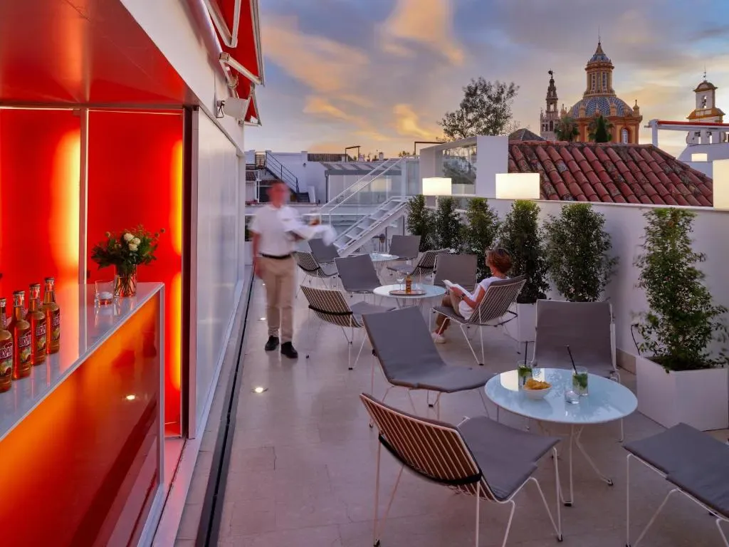 Hotel Rey Alfonso X facade in Santa Cruz, Seville