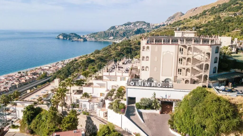 Hotel Olimpo le Terrazze perched above Letojanni beach, Sicily